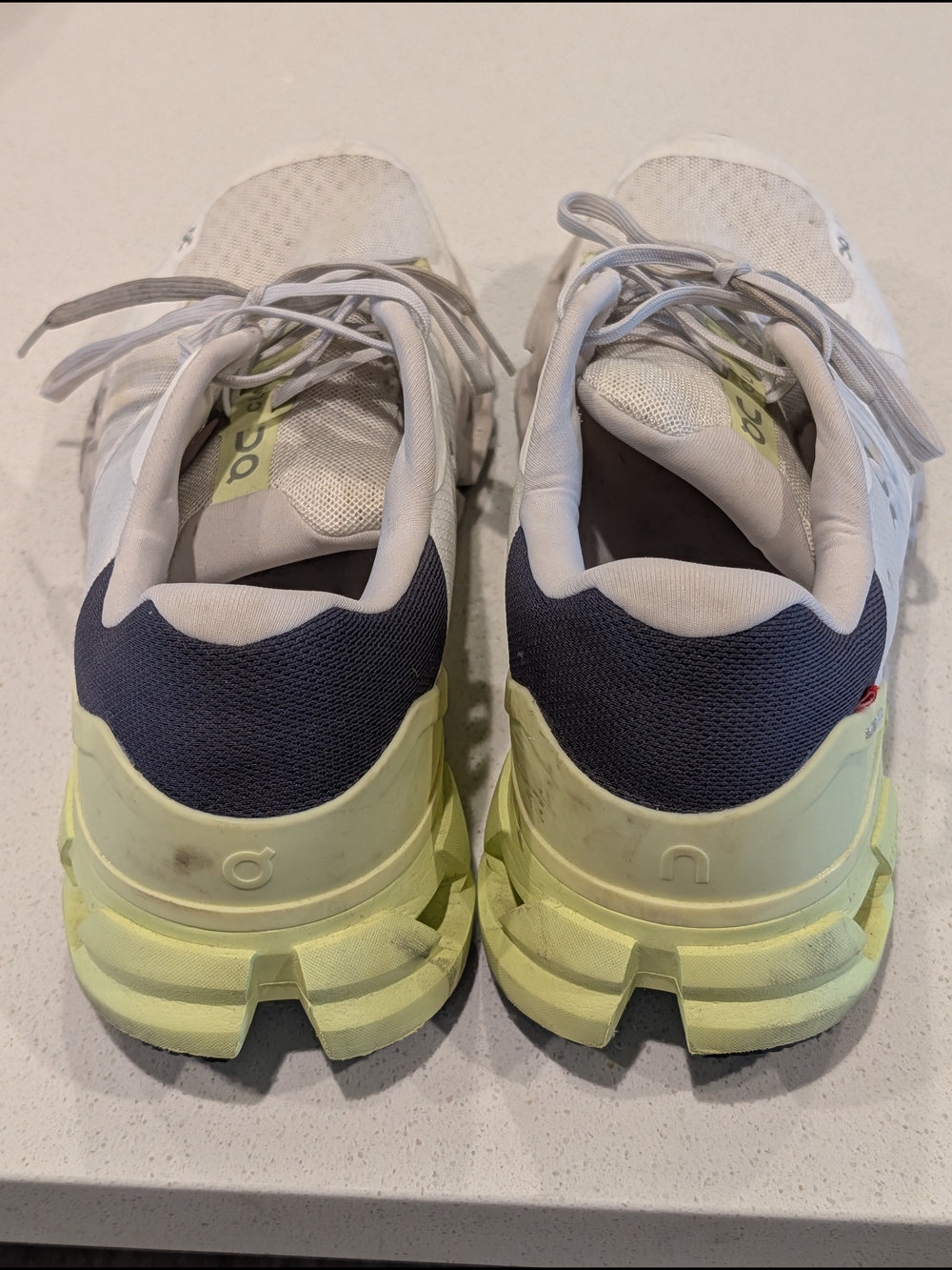 On Running Cloudrunner White Lace-Up Sneakers with Light Gray And Lime  Details